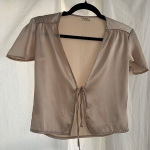 John Galt Brandy Melville Silk Tie Top Blouse